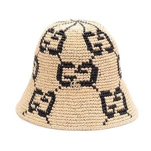 GUCCI GG logo raffia straw bucket hat